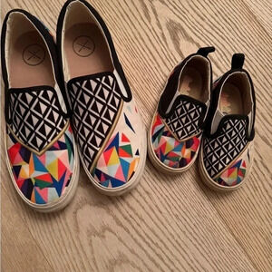 Kids Multicolor Geometric Slip-On Sneakers